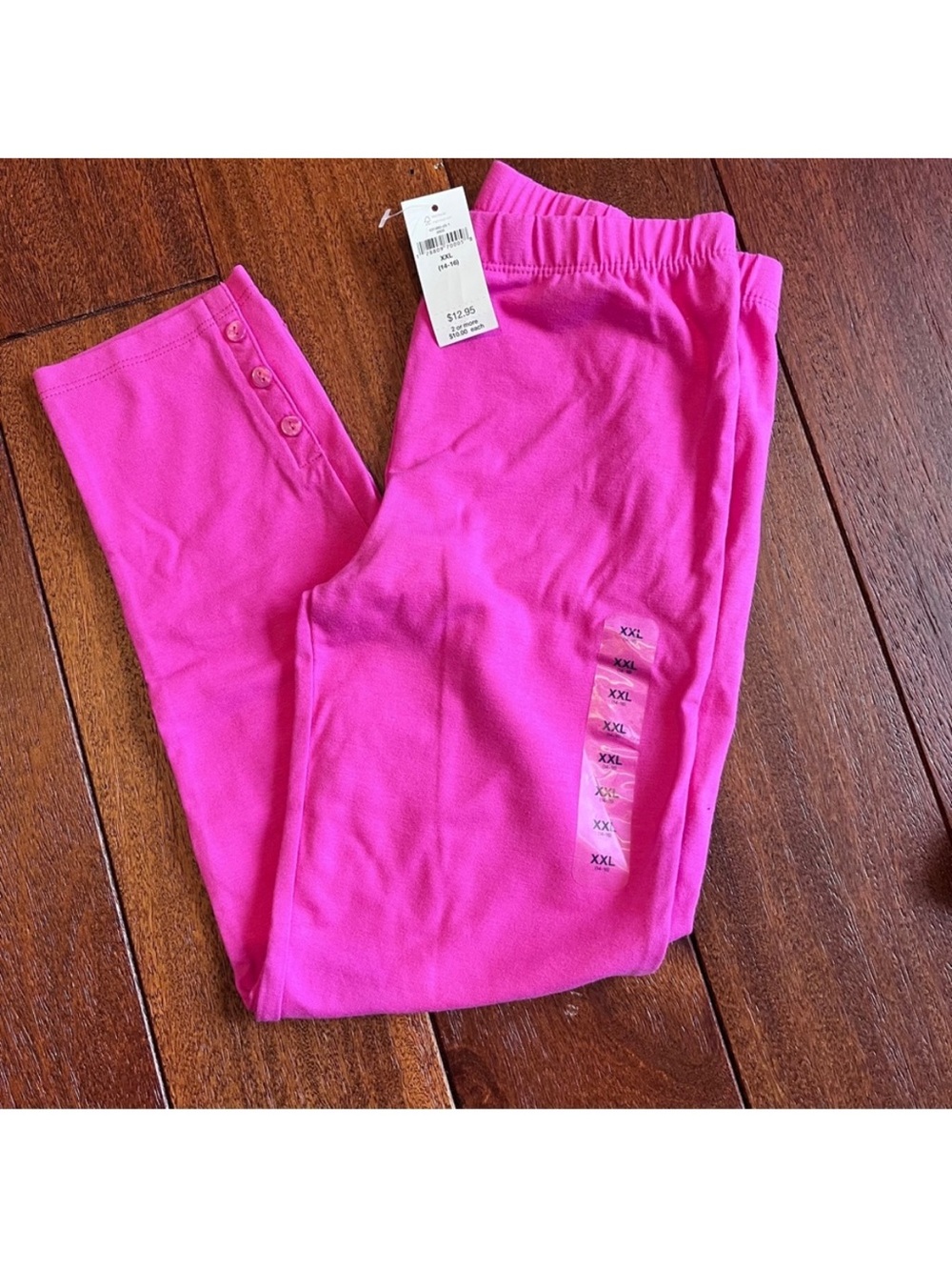GAP Kids Girls Bright Fuschia Knit Leggings with Button Hem XXL NWT